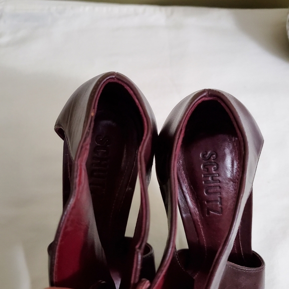 SCHUTZ | Burgundy Open-Toed Lace-up Heels - Picture 7 of 7